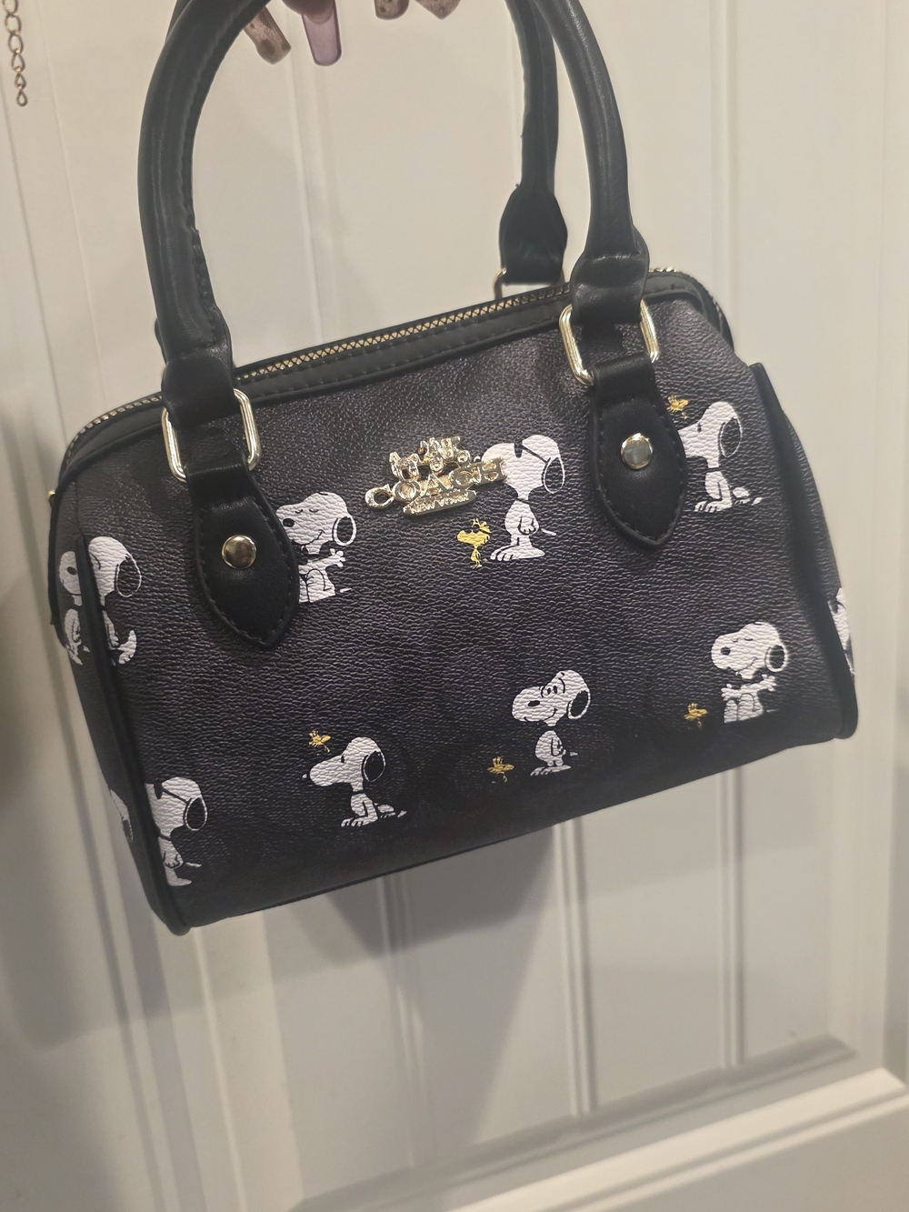 Black Snoopy & Woodstock Mini Satchel